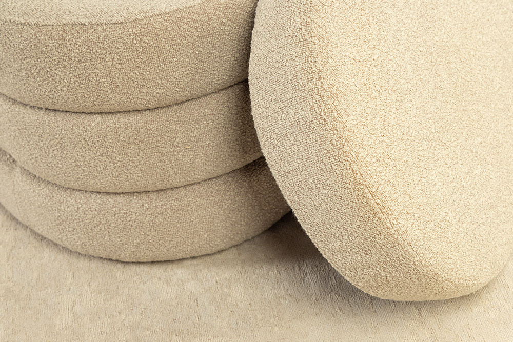 Extravagante Polsterbank VOGUE 115cm taupe Bouclé Sitzbank mit Stauraum