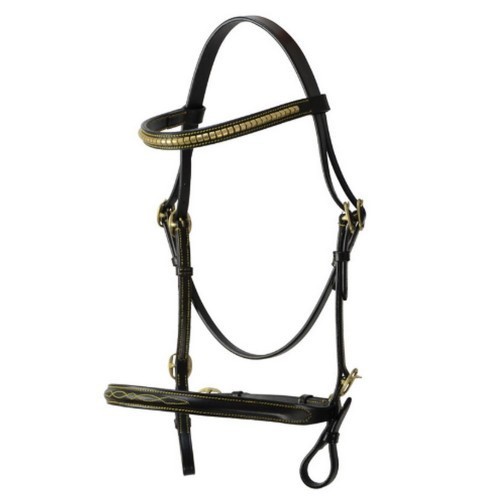 Cabeçada de couro para cavalos, preta.