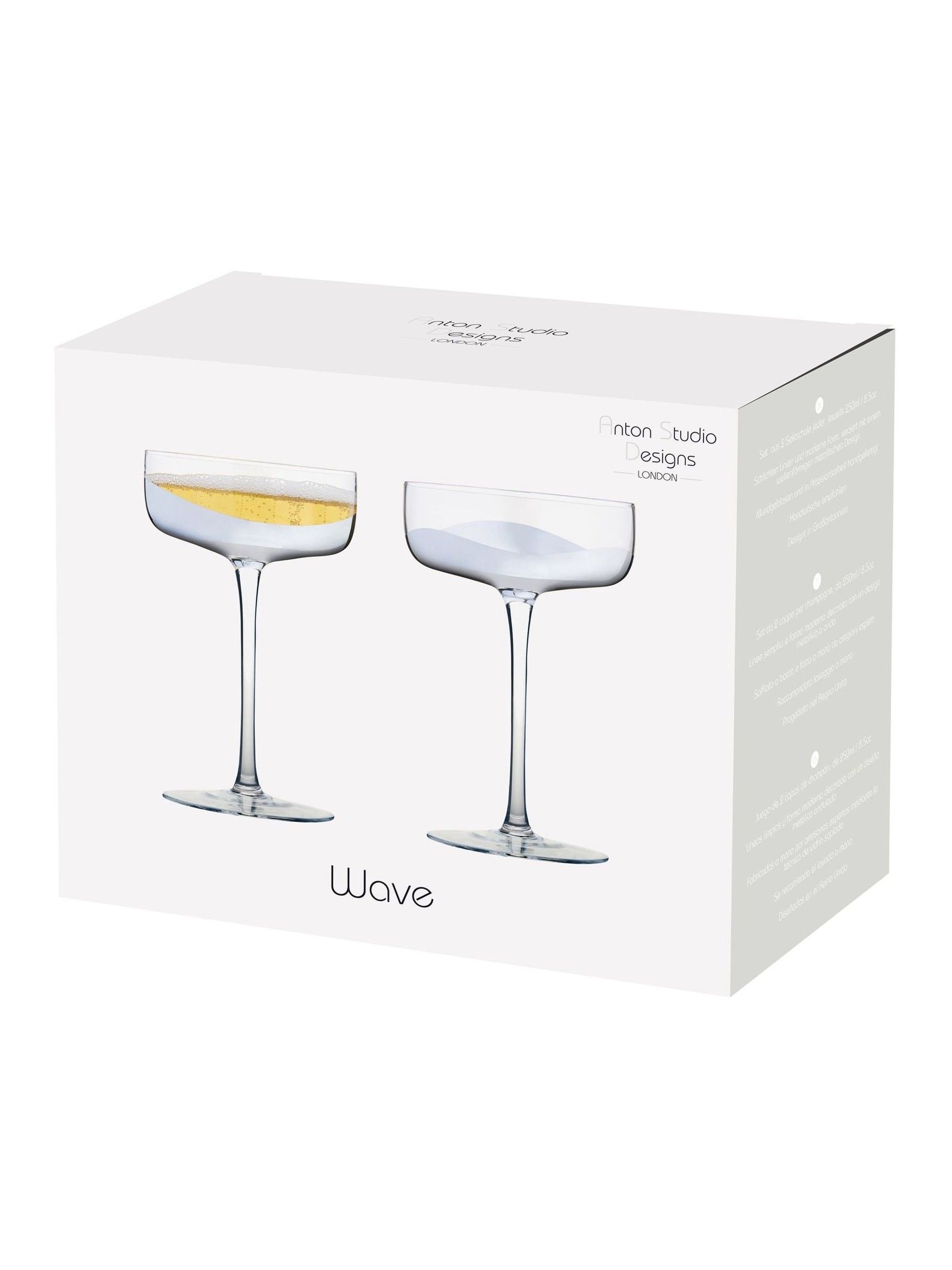 Anton Studio Designs Set of 2 Wave Champagne Saucers