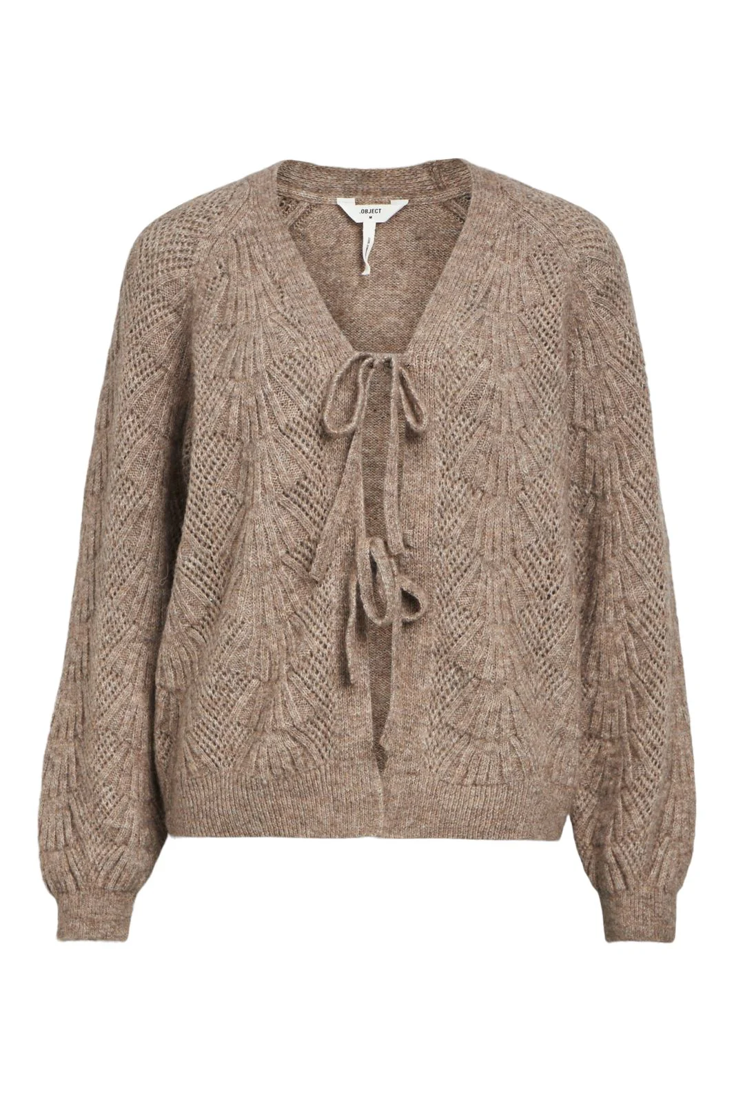 Object Objflora Re L/S Knit Cardigan 4541418 desert taupe melange