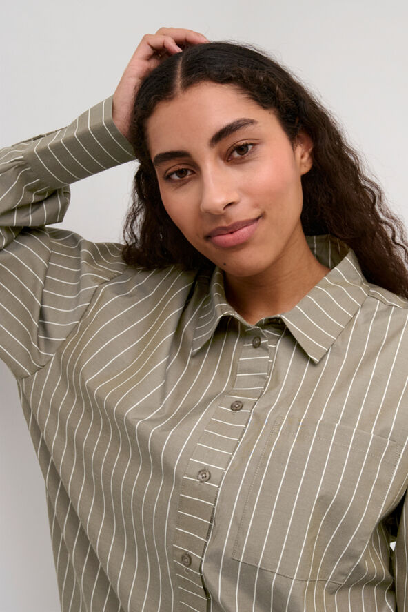 Kaffe KAjerrie Shirt Brown melange, white stripe