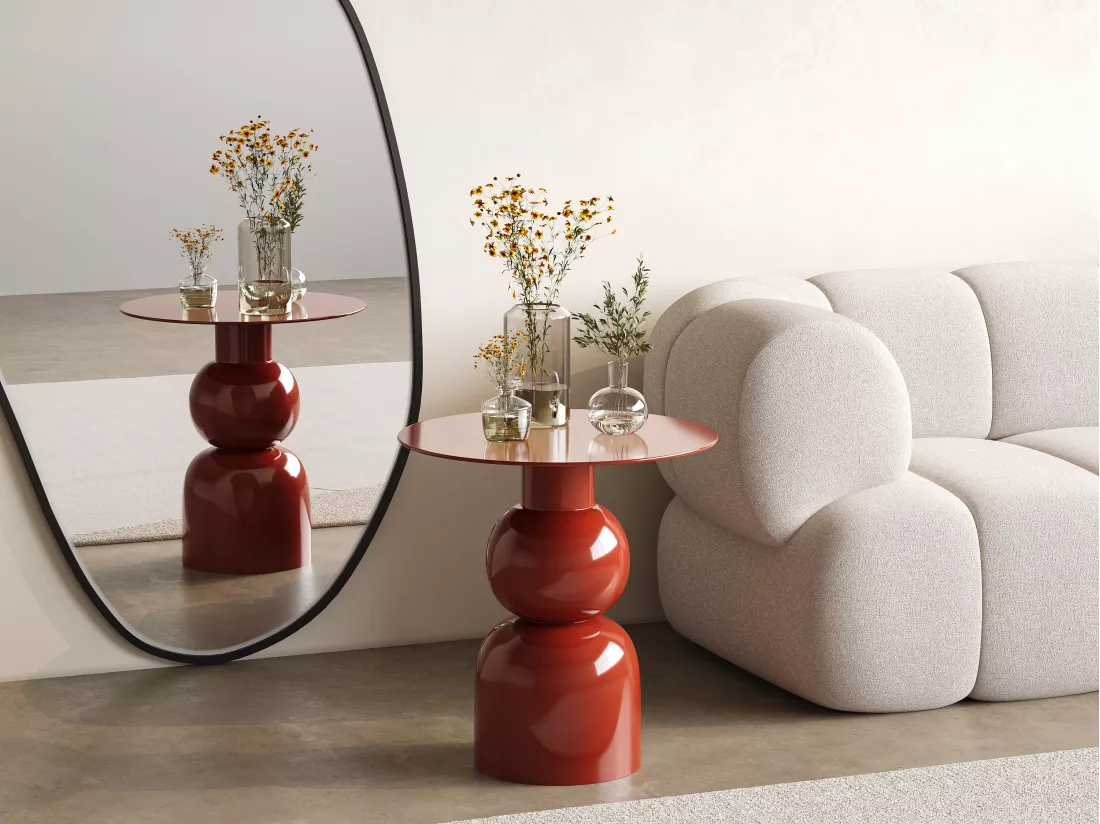 Table d'appoint en métal - Terracotta - JASMIA
