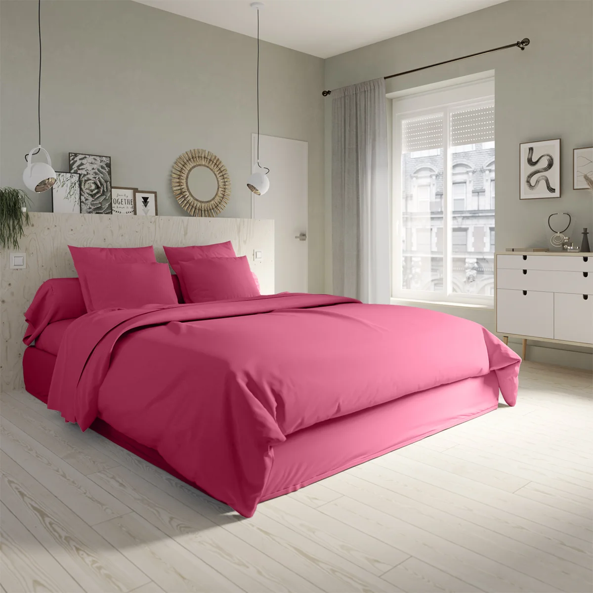 Housse de couette Studio Coton Fuchsia