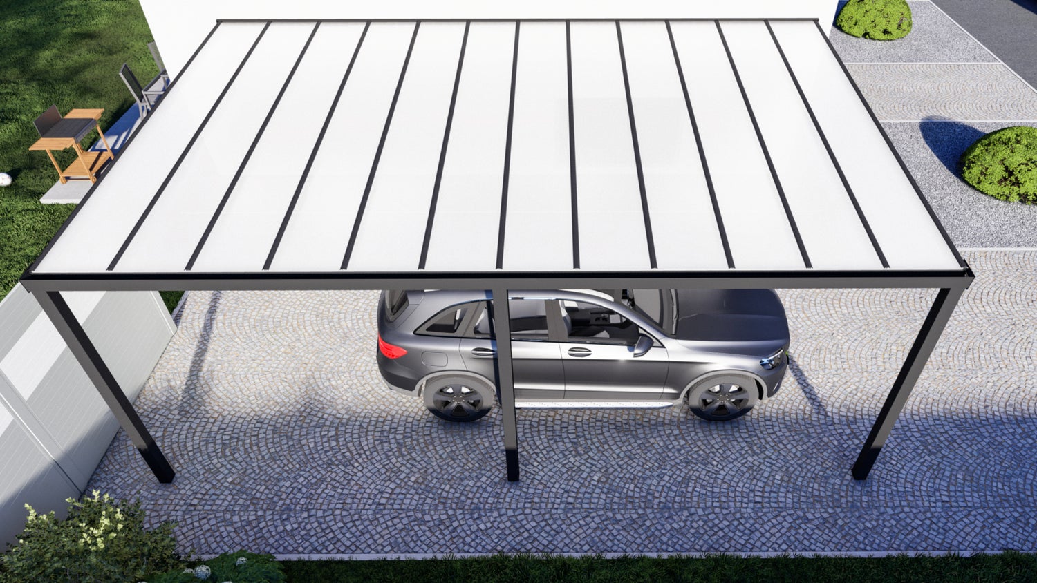Carport KD Alpha Antraciet Polycarbonaat in 400x300cm
