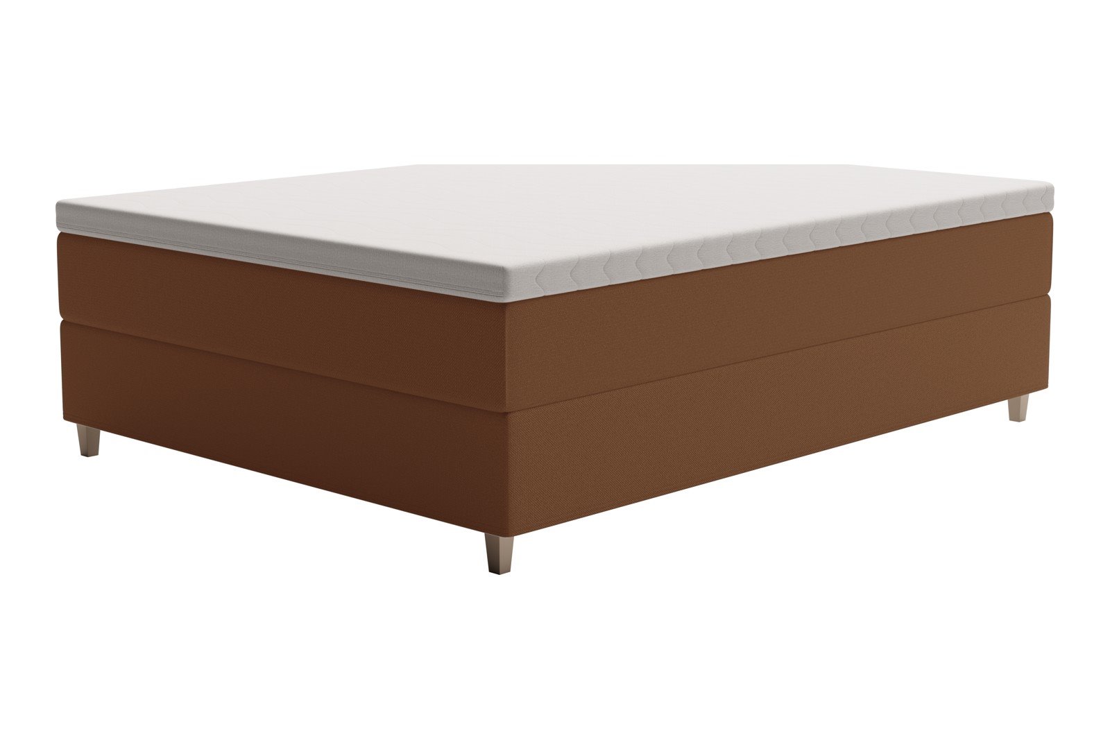 XOV Venus Kontinentalseng 180x210 cm i tekstil storm 54 tan, fast/fast med Premium 15 overmadrass og sort firkantede ben, gavl selges separate