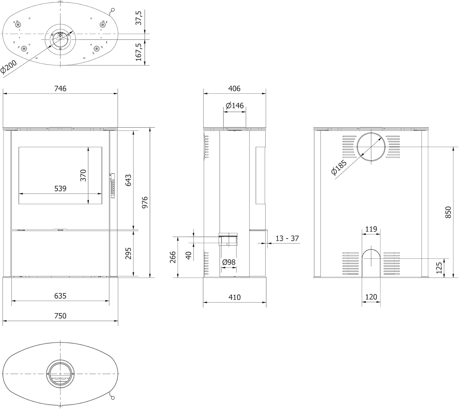 KRATKI Rollo 2 Kaminofen 8 kW Ø 150 mm mit Raumluftunabhängig – Freistehender Stahl-Holzofen BImSchV 2-konformm, Energieeffizienzklasse A+ & HKI-Zertifiziert - modernes Design