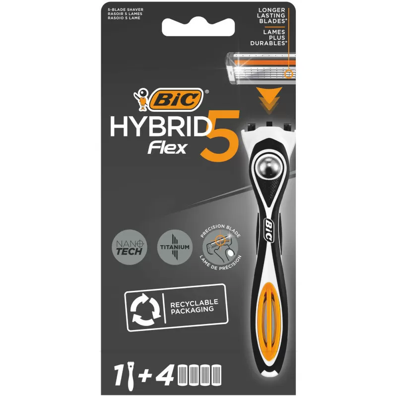 BIC Hybrid 5 Flex barberskraber   4 hoveder