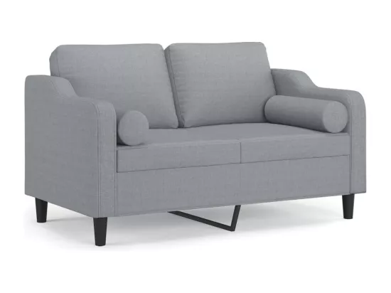 Canapé 2 places avec oreillers gris clair 120 cm tissu