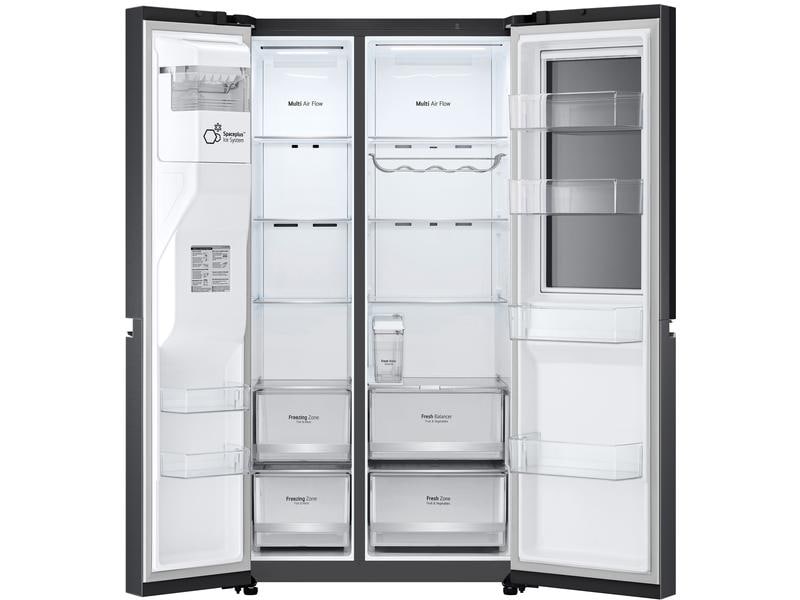 LG Foodcenter GSXV91MCLE Matte Black Side by Side Kühlgerät mit Fenster und Innenbeleuchtung
