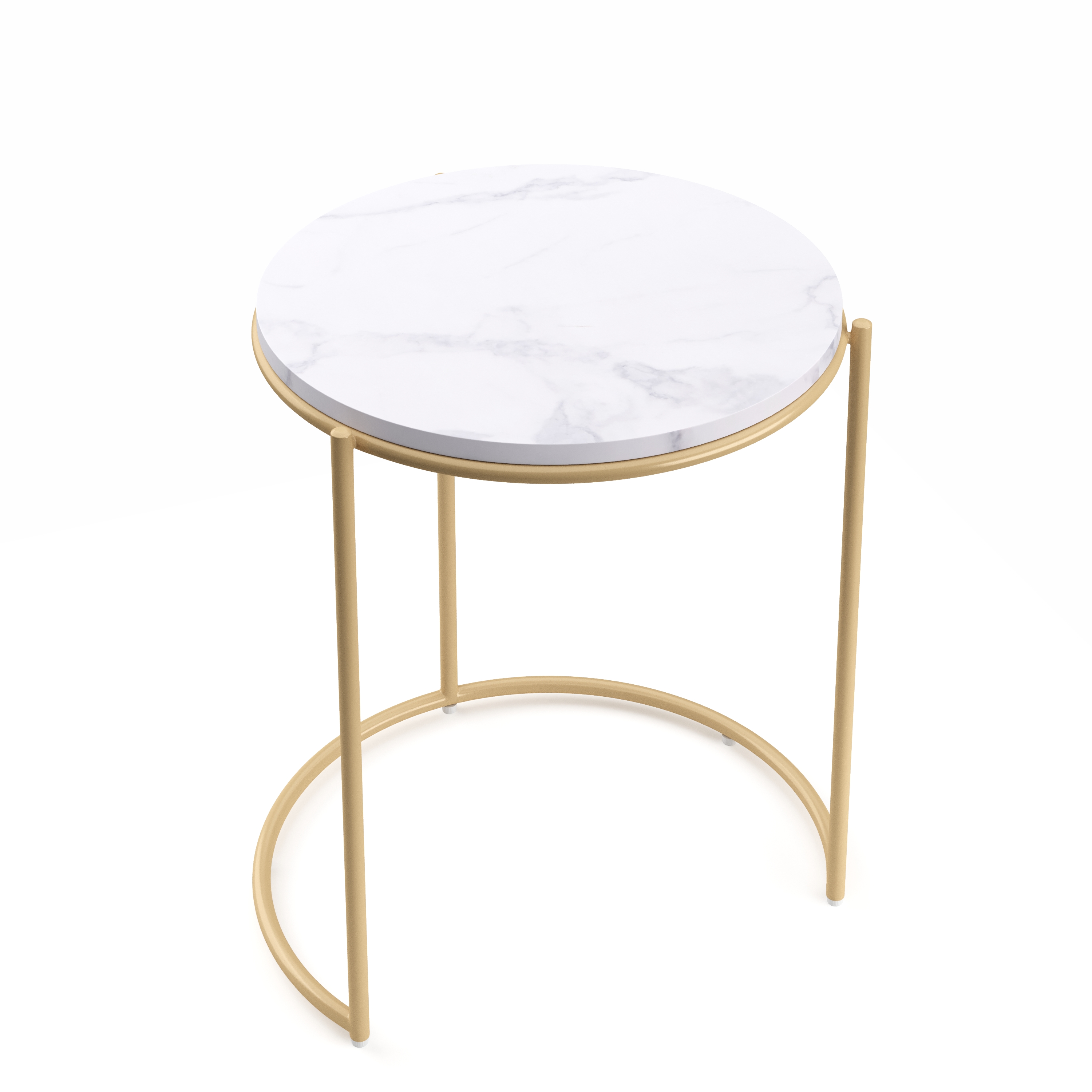 Beistelltisch Metall FINA rund 2-teilig weiss/gold