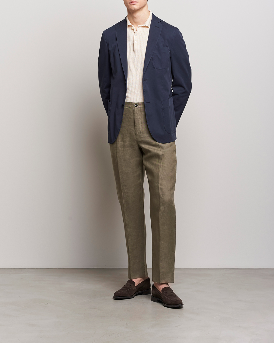 Incotex Unconstructed Comfort Cotton Blazer Navy