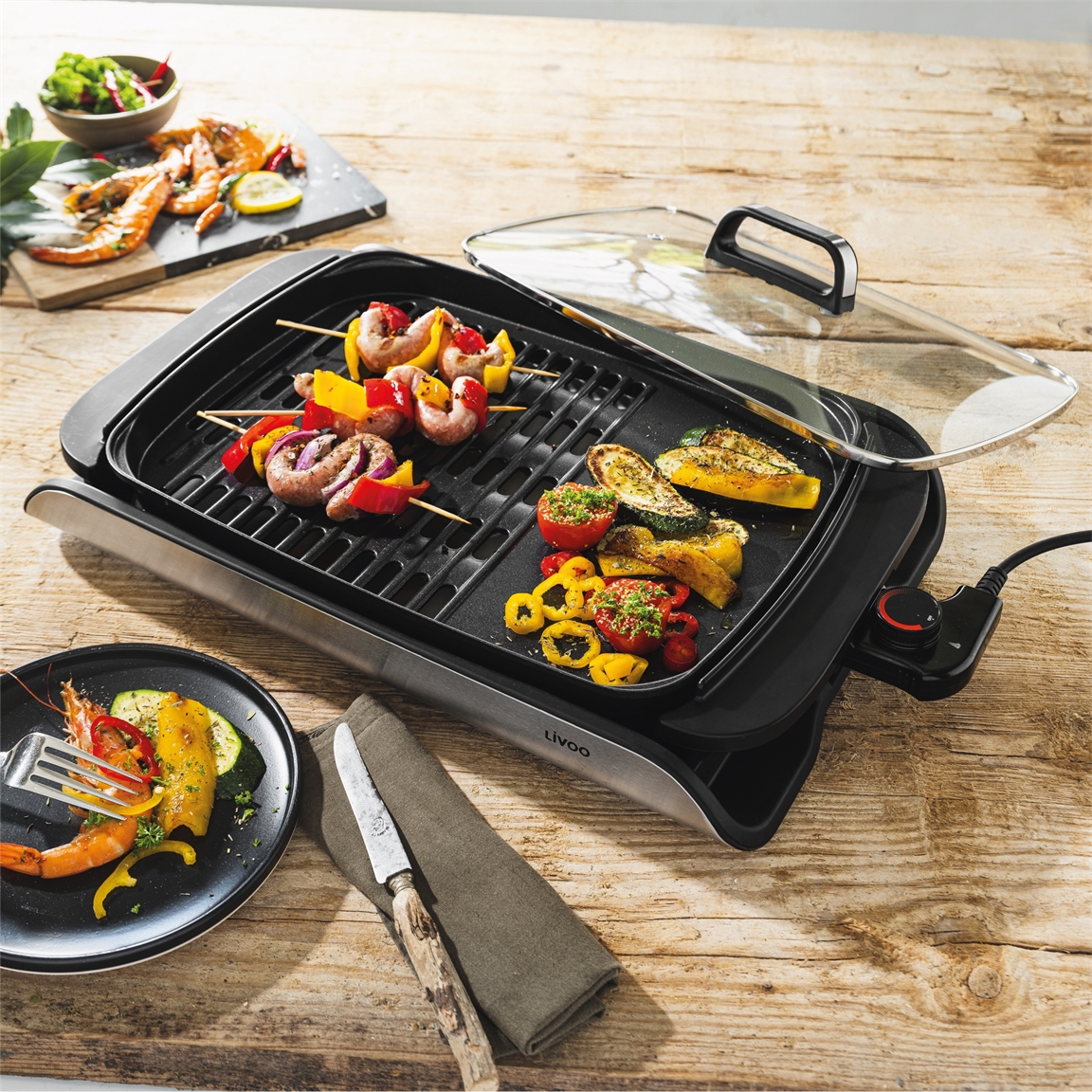 Plancha grill avec couvercle