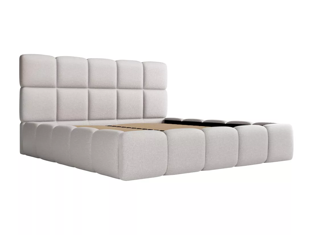 Lit coffre 140 x 190 cm - Tissu chiné - Gris clair - DAMADO de Pascal Morabito