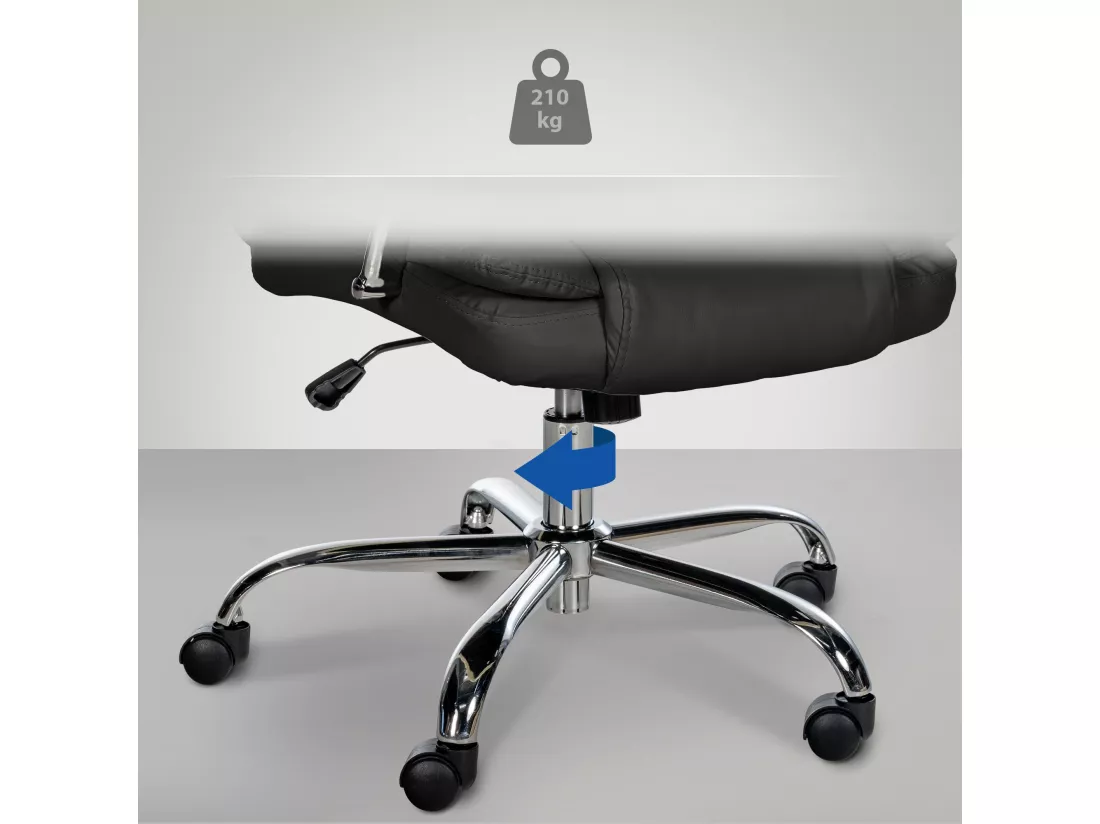 Chaise de bureau - Similicuir & Métal chromé - Noir - XXL Xanthos