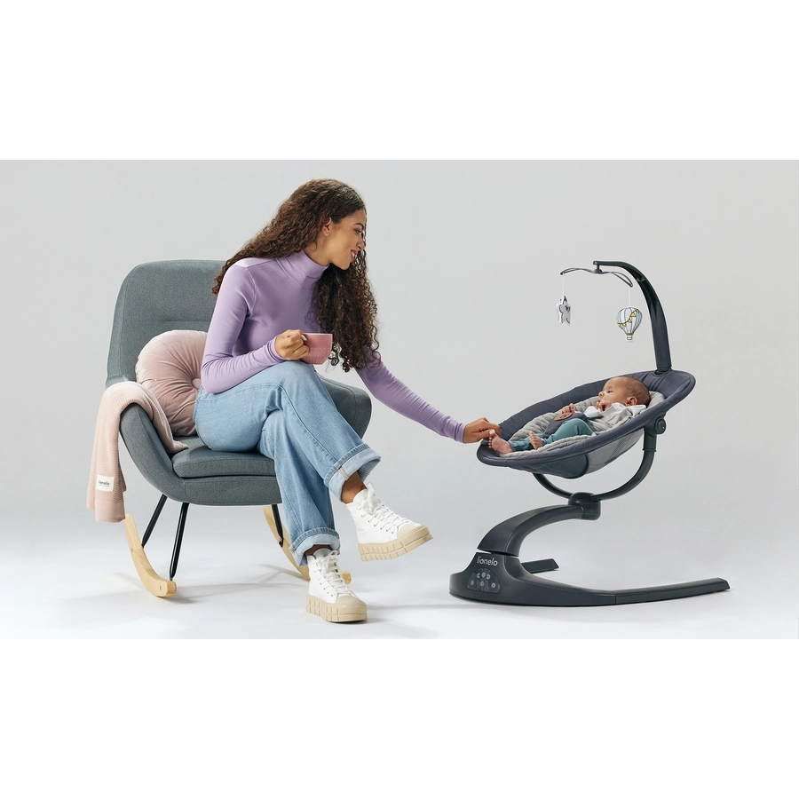 lionelo Babywippe Rina Concrete Grey