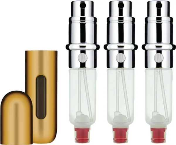 Travalo Classic HD Gold gavesæt (genopfyldelig parfumeforstøver 3 x 5 ml   etui)