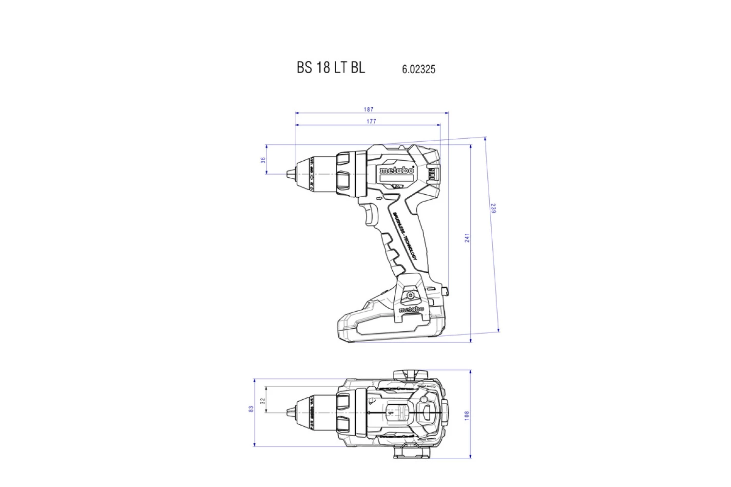 Metabo BS 18 LT BL 18V Li-Ion accu boor-/schroefmachine body in MetaBox - koolborstelloos