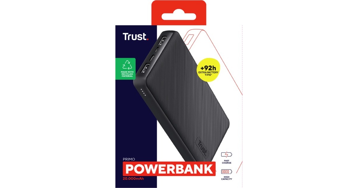 TrustPRIMO 20.000 mAh ECO powerbank  (Zwart)