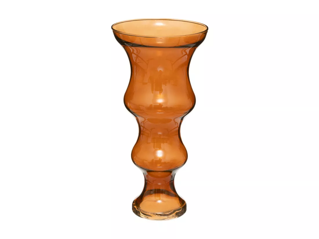 Vase double en verre modelé Ambre H 35 cm