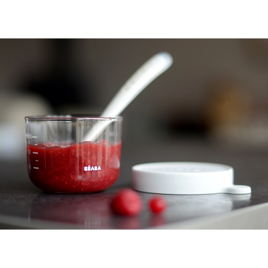 BEABA® Portionsbehälter aus Glas 150 ml hellgrau