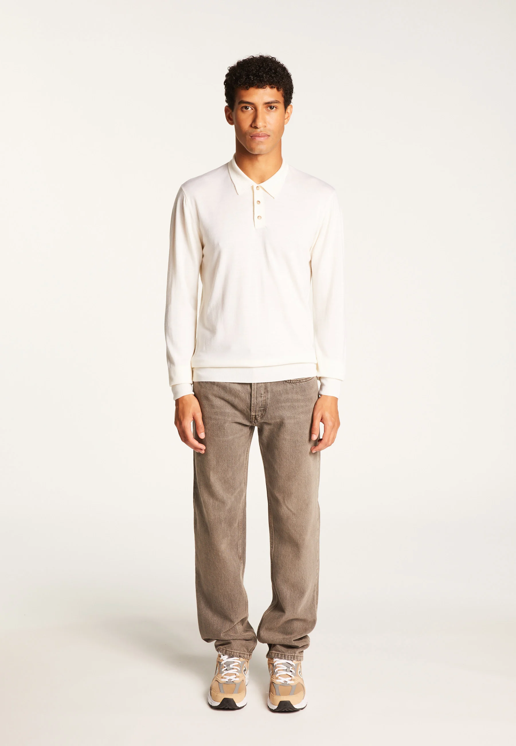 ENIAH24 - Pull col polo en laine mérinos | Blanc
