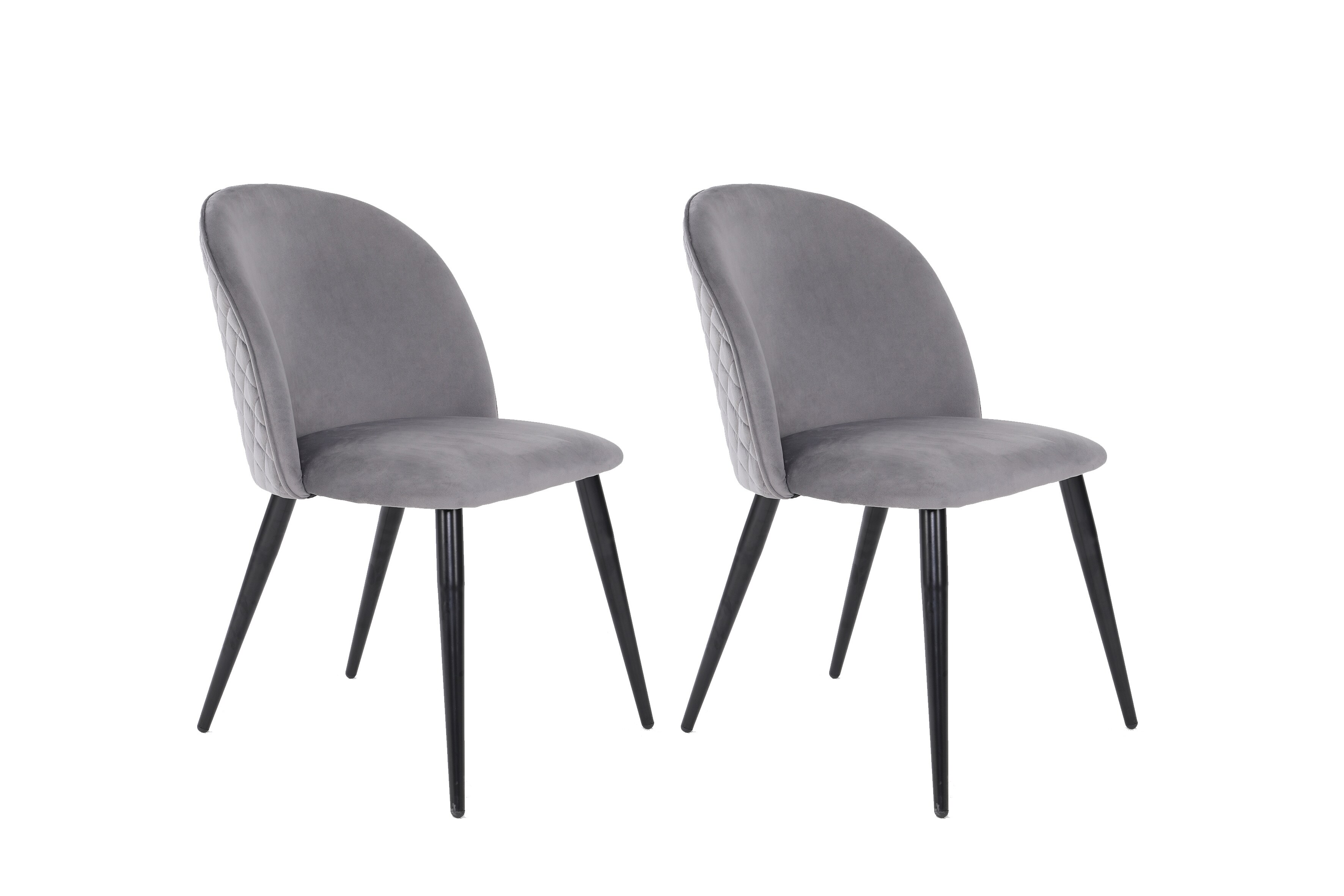 byLIVING Esszimmerstuhl NAYLA, 2-er Set, Samtbezug grau, Gestell Metall schwarz