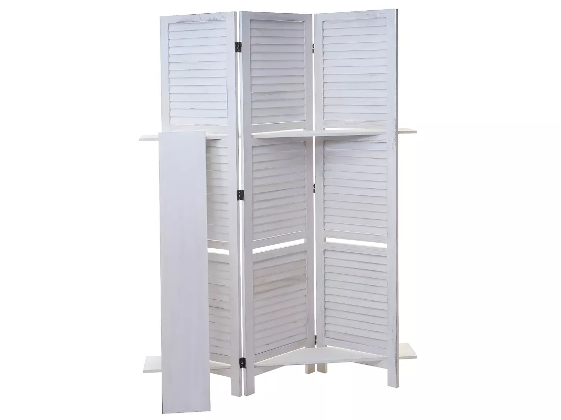 Paravent cloison de séparation bois blanche 125 x 20 x 170 cm 04_0003952