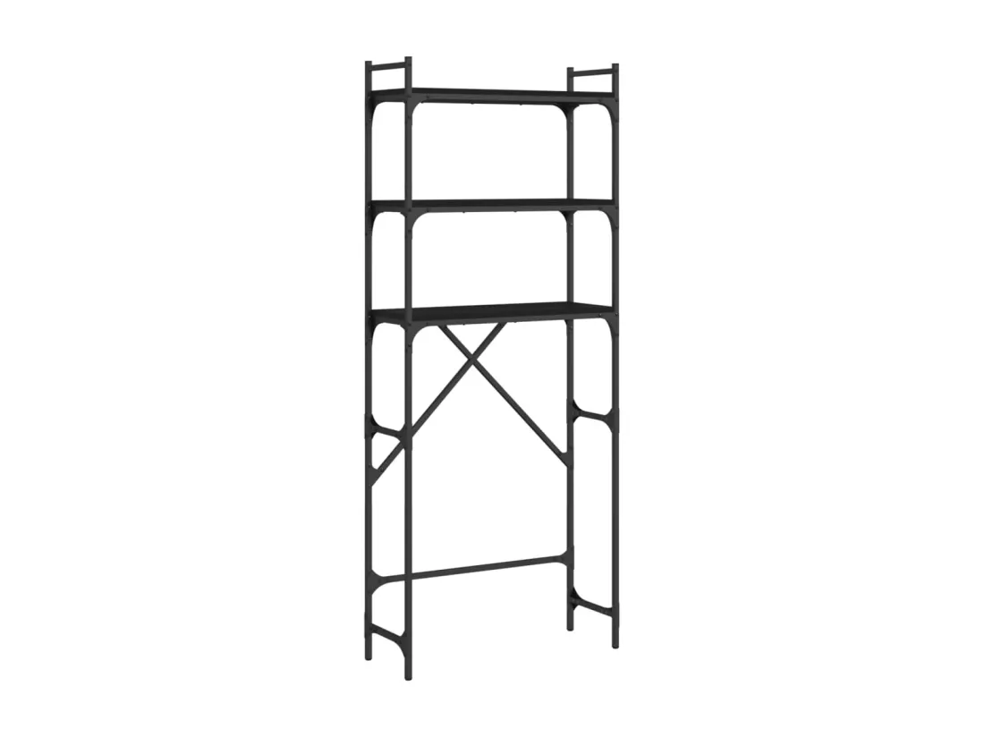Étagère de lave-linge noir 67x25x163 cm bois d'ingénierie