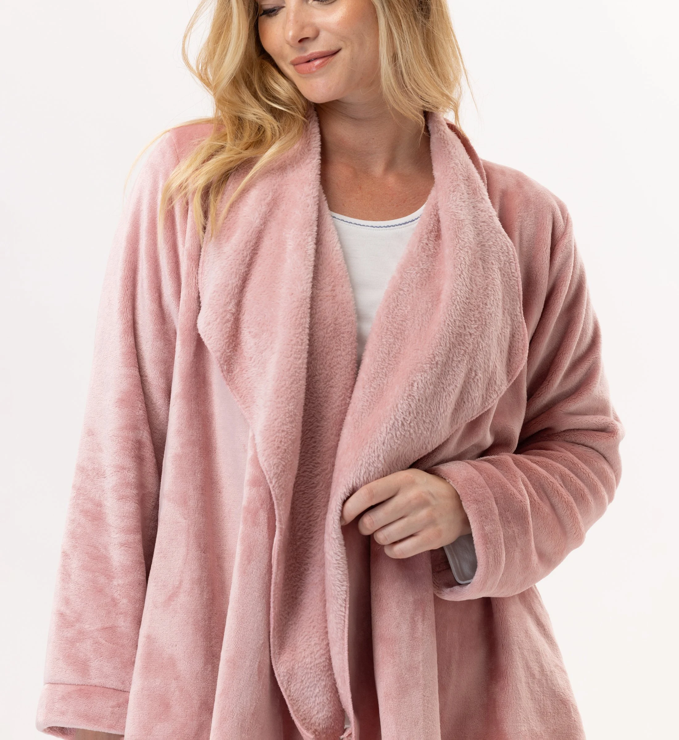 ESSENTIEL 873 - Veste en peluche flanelle | Rose