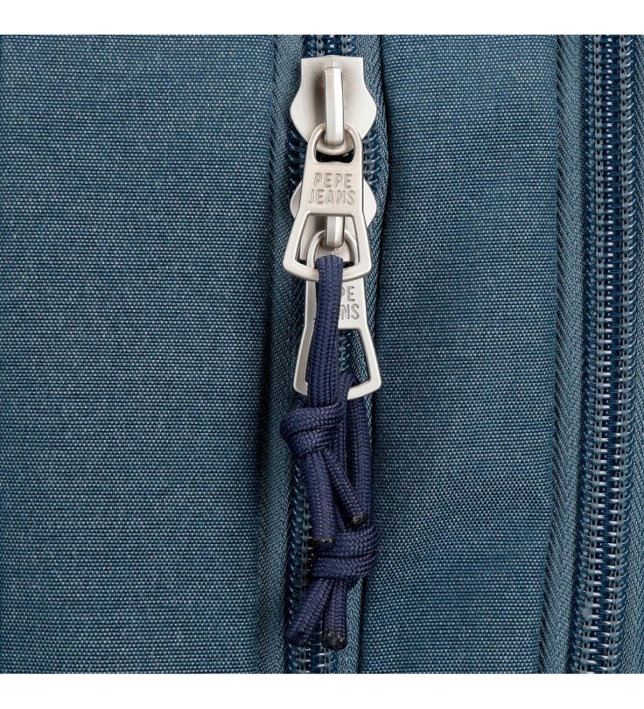 Mochila escolar adaptável Pepe Jeans Kay com rodinhas azul-escuras