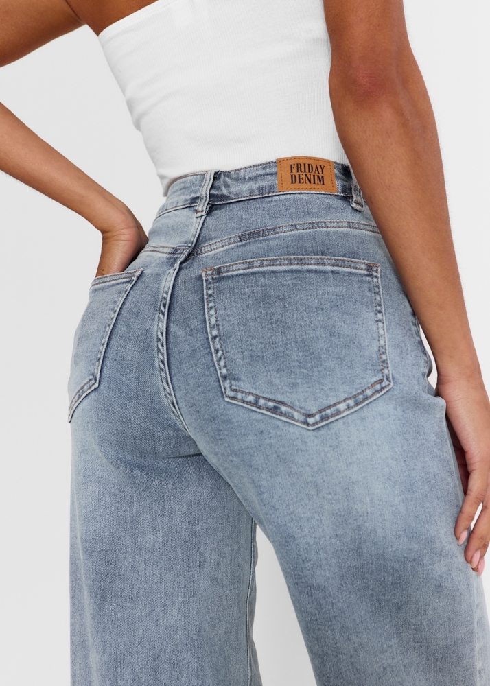 Wide leg stretch jeans sea blauw