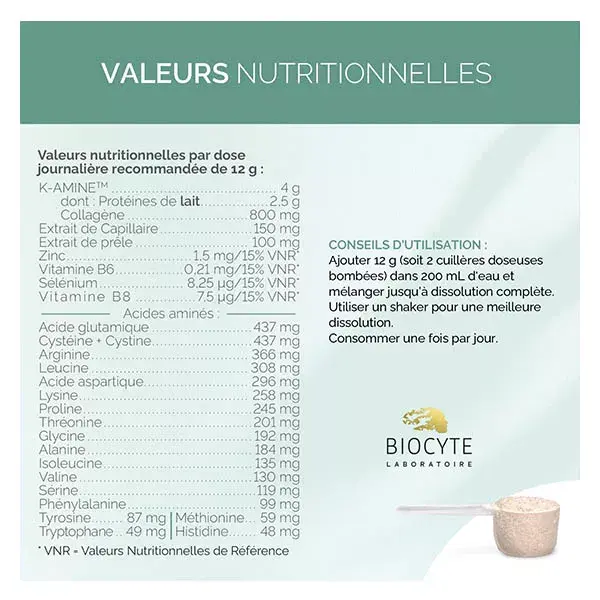 Biocyte Keratin Max em pó para diluir, com cavalinha e biotina para tratamento antiqueda de cabelo (20 dias).