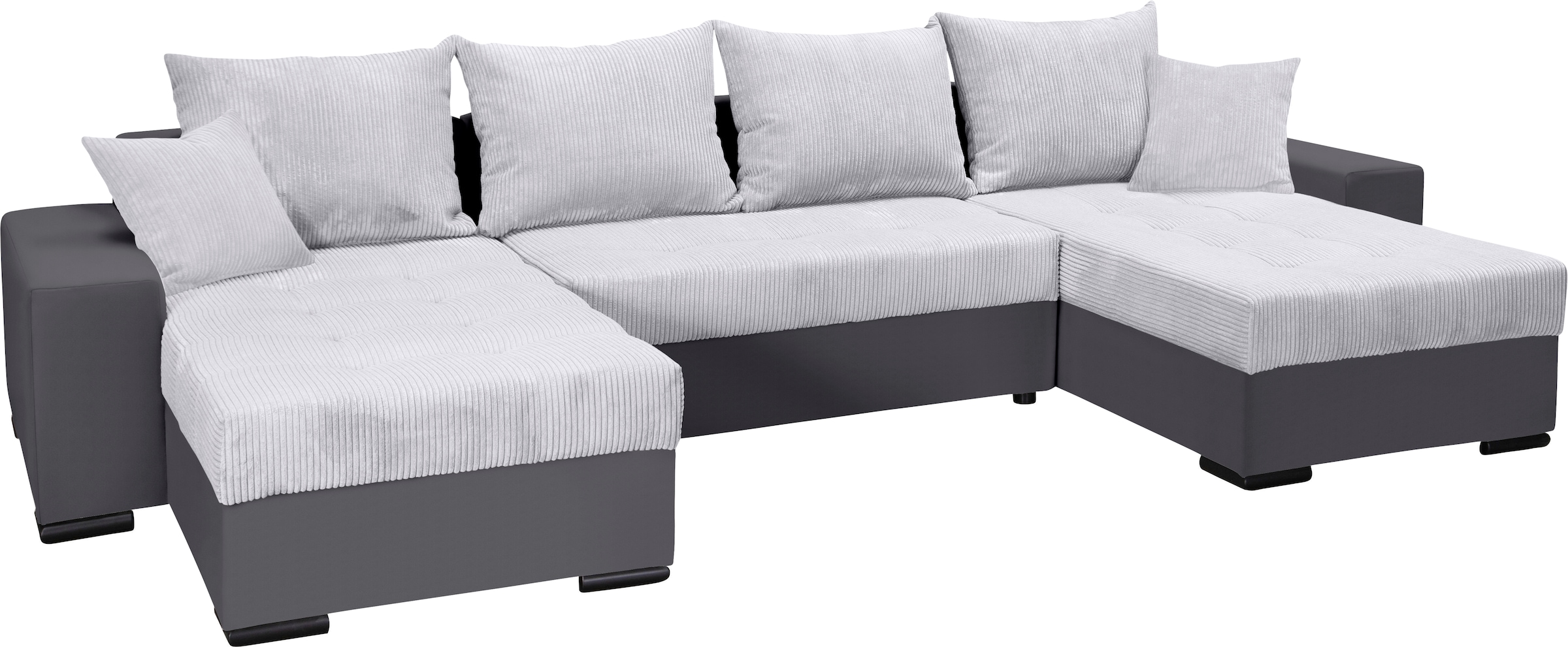COLLECTION AB Wohnlandschaft »Josy XL U-Form, B: 313 cm in Cord, Cord-Mix« mit Bettfunktion, Bettkasten & 2 Zierkissen, Federkern