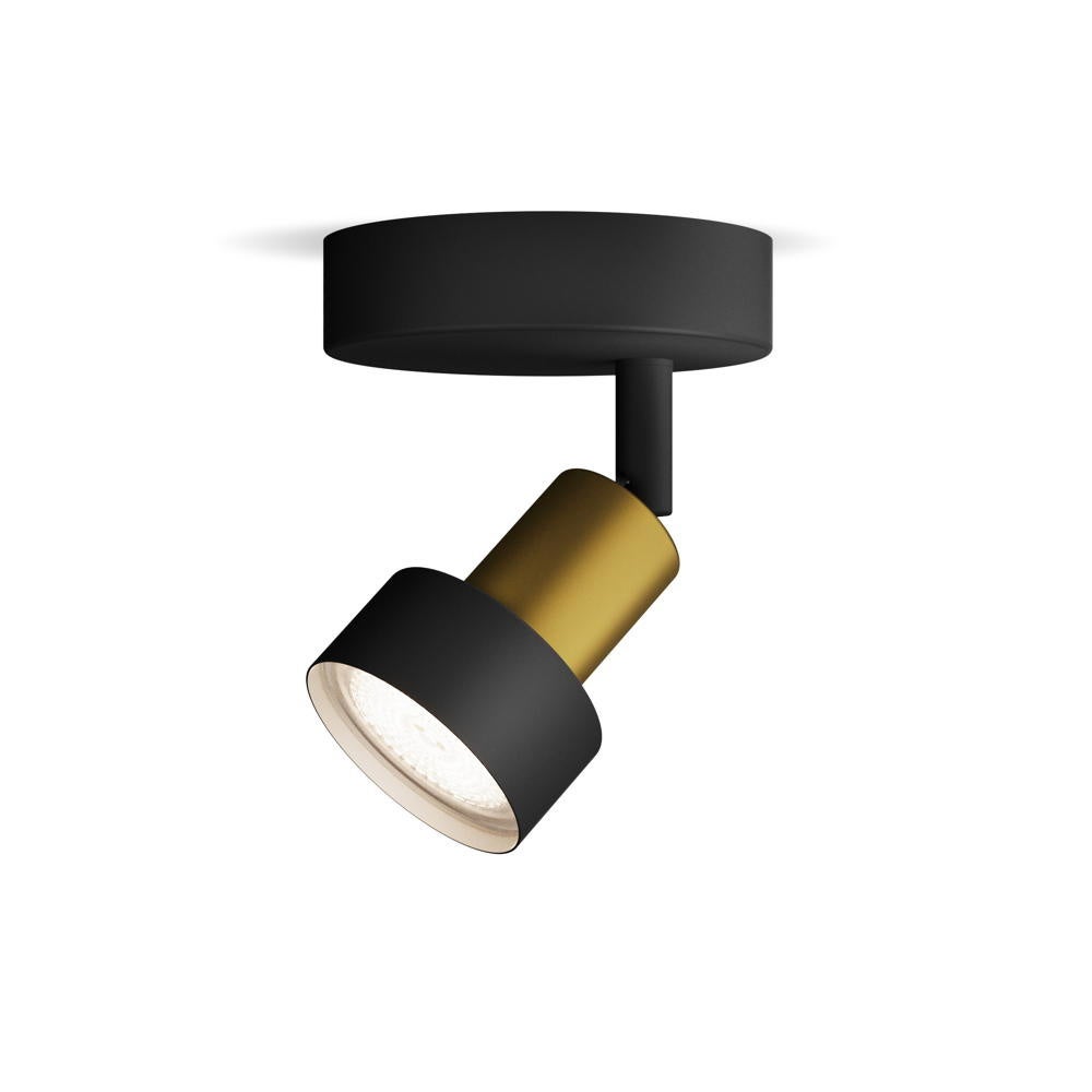 Conduit wand- en plafondlamp in zwart en goud GU10