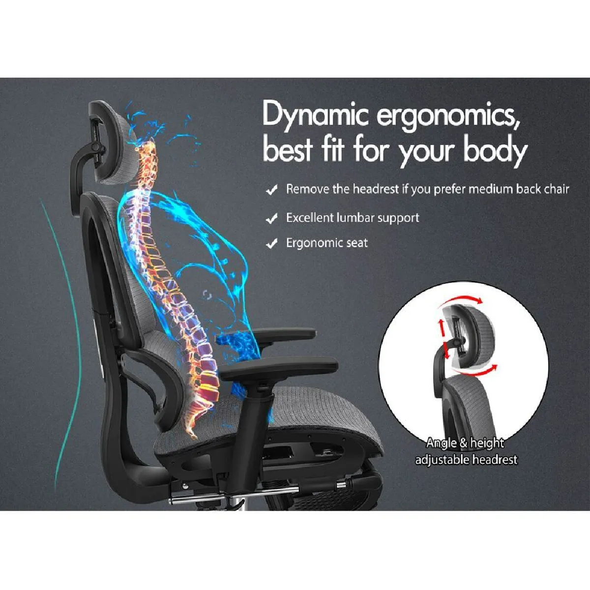 ALFORDSON Chaise Bureau Ergonomique