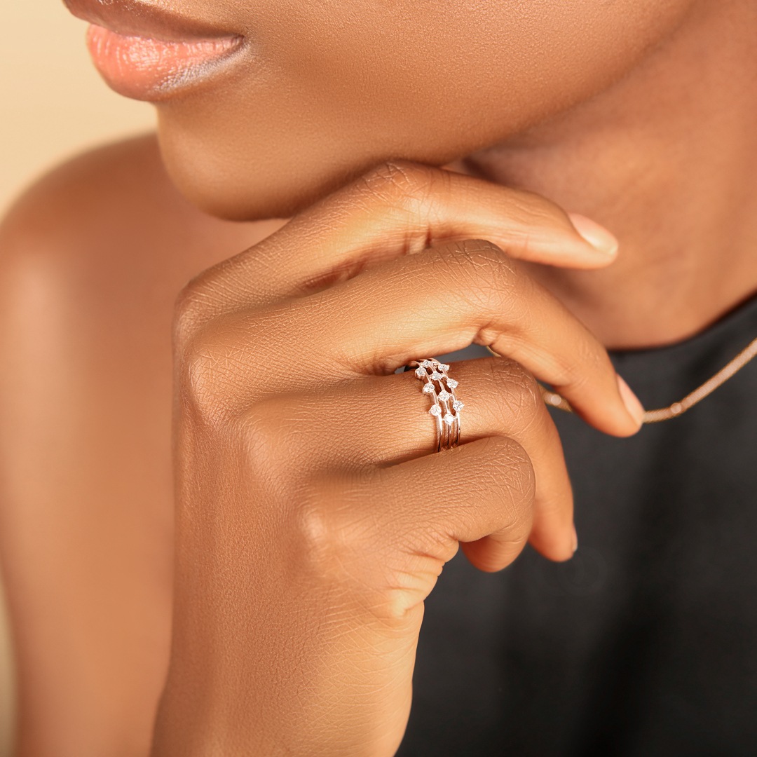 Ring 750/18 K Roségold mit Diamanten 0.31 ct H/si