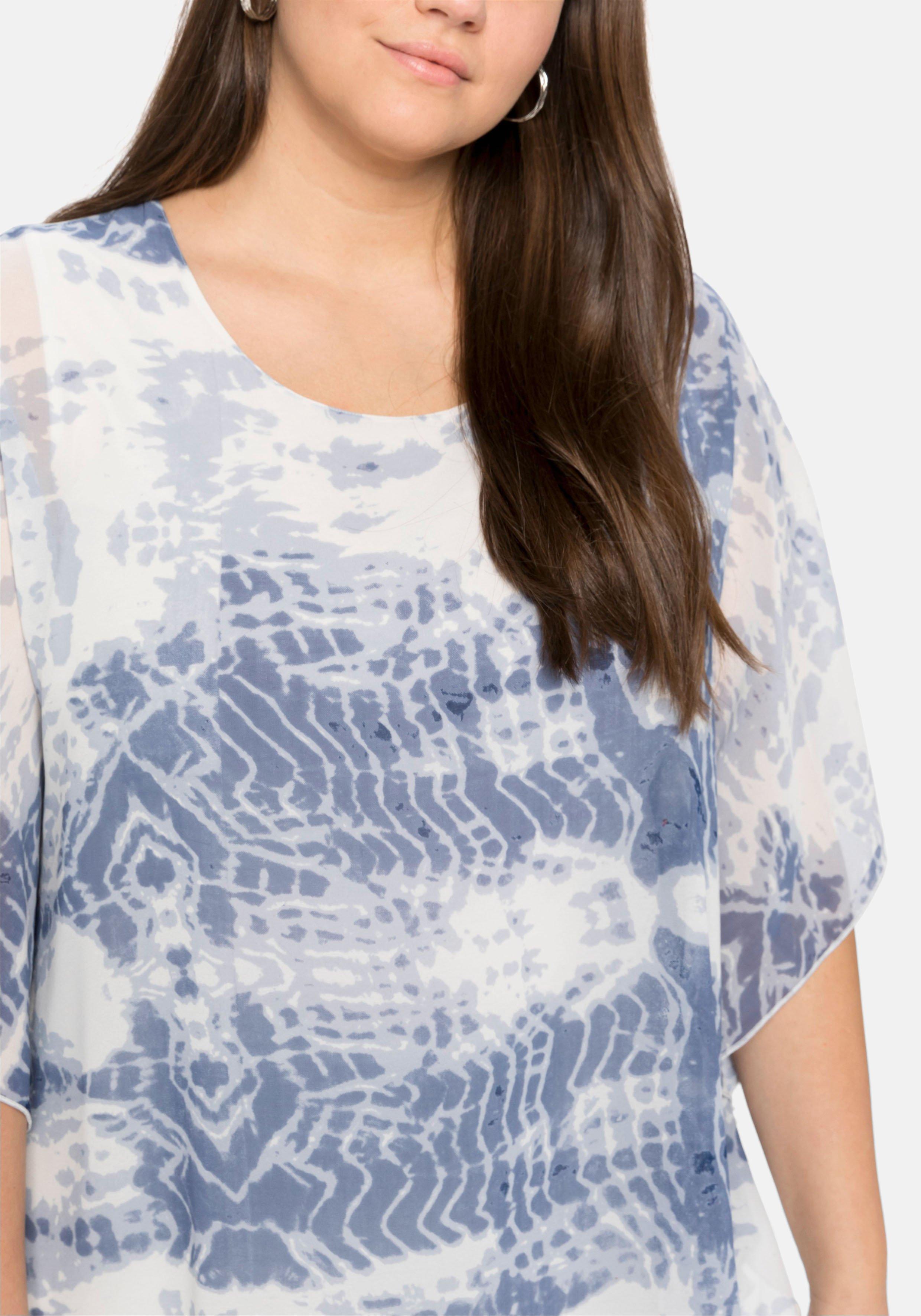 Longtunika mit Batikprint und Fledermausärmeln