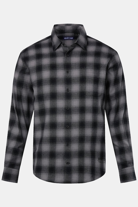 John F. Gee Karo-Flanellhemd, Langarm, Kentkragen, Modern Fit, bis 8 XL