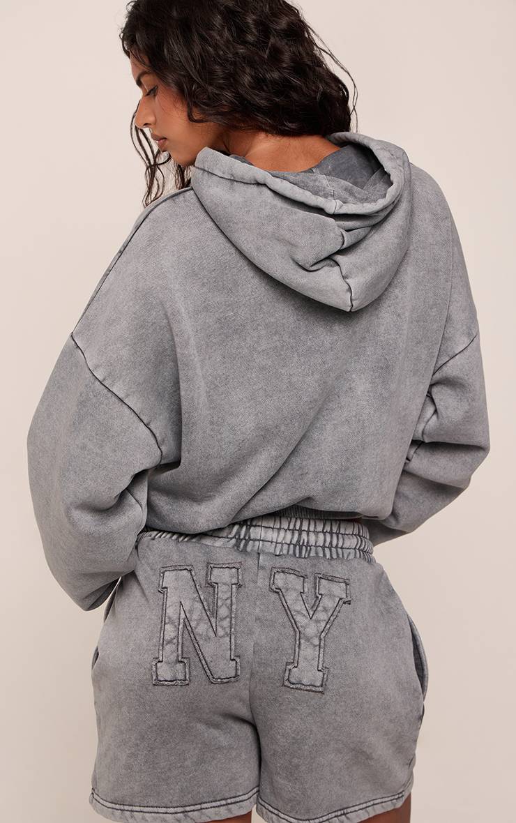 Charcoal Grey Sweat À Casynthétiqueche Oversize Avec Appliqué NY