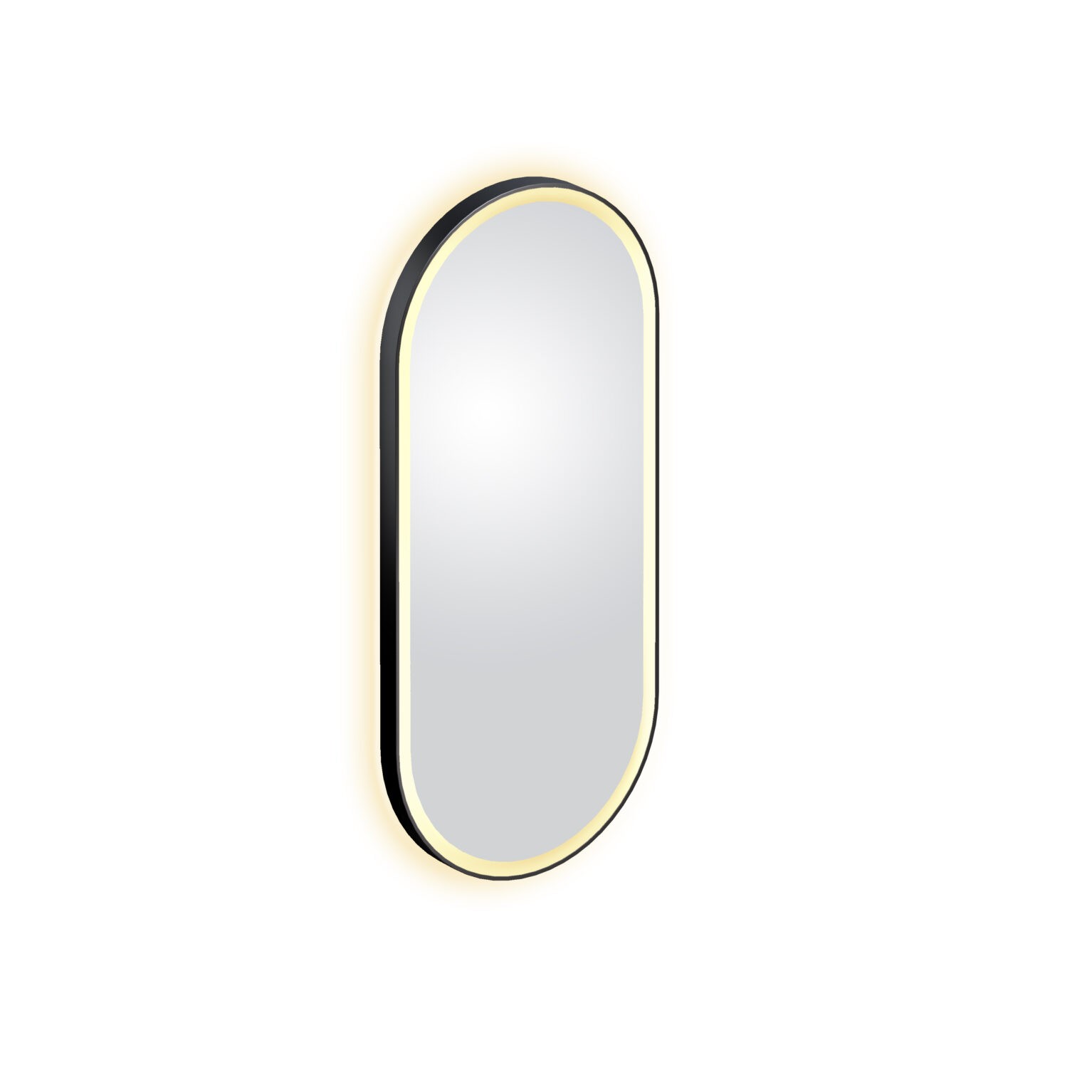Clou Look at Me ovale spiegel met satijnrand en LED-verlichting 45x100cm zwart mat