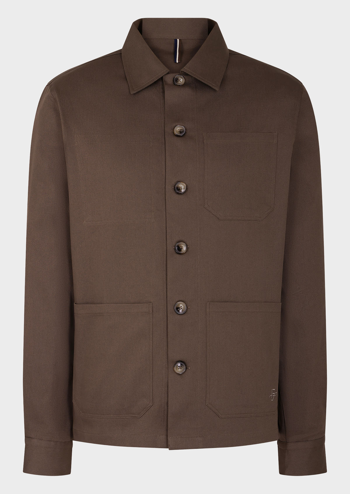 Surchemise en gabardine de coton stretch uni kaki