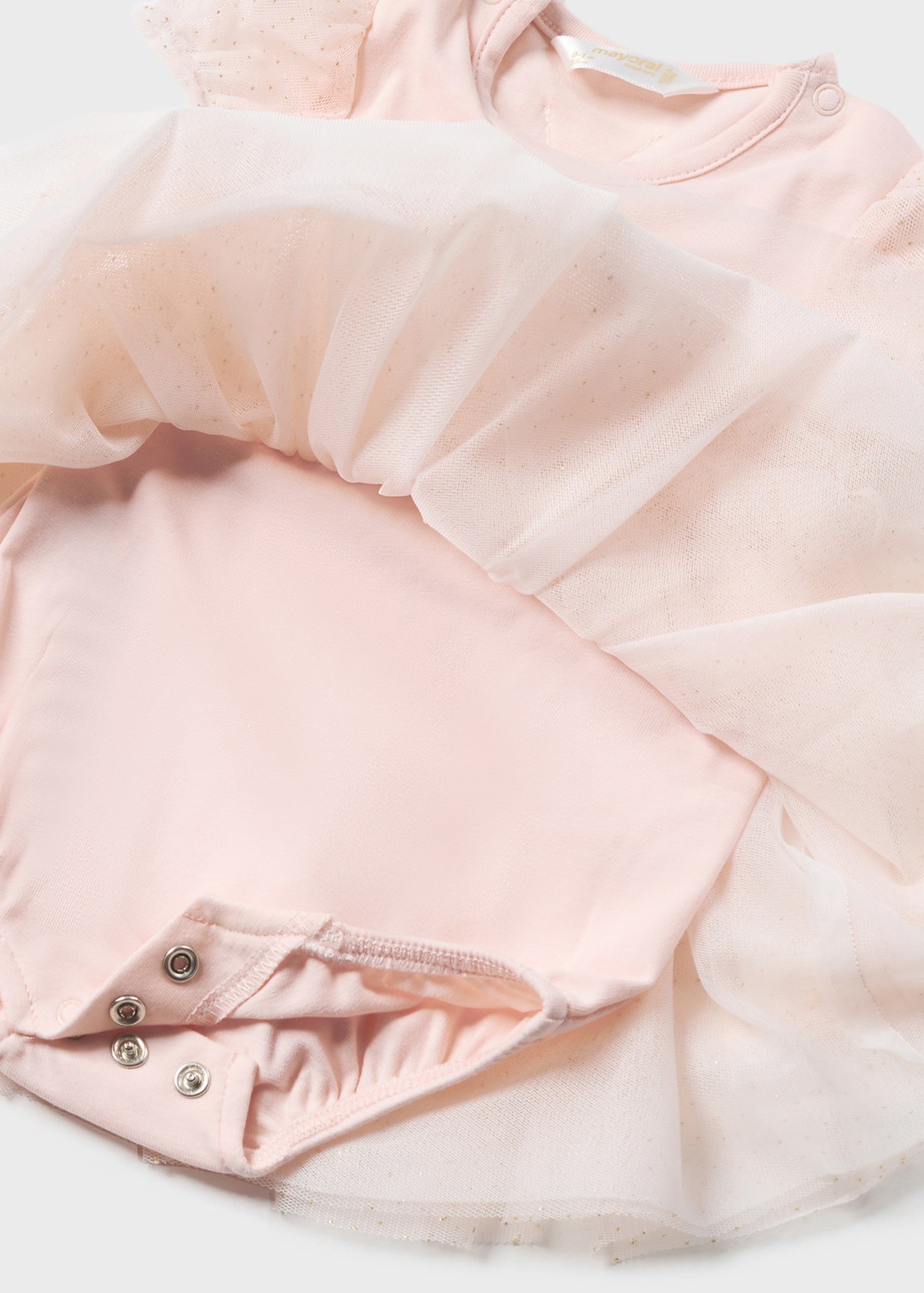 Macacão para recém-nascido com saia de tule e coroa, branco-creme