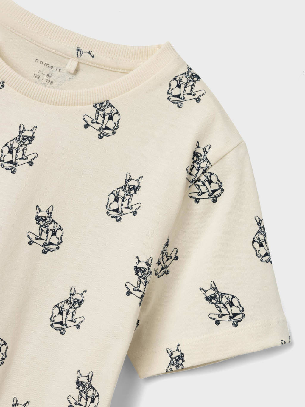 NAME IT T-shirt NKMDOMAT met all over print ecru/donkerblauw