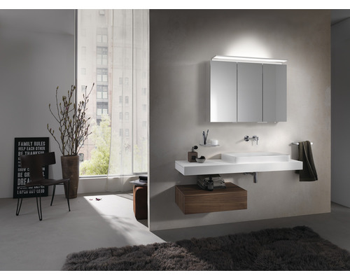 KEUCO Royal L1 spiegelkast, 100 x 15 x 74,2 cm, gespiegeld, 3-deurs, LED, IP 24, 1302