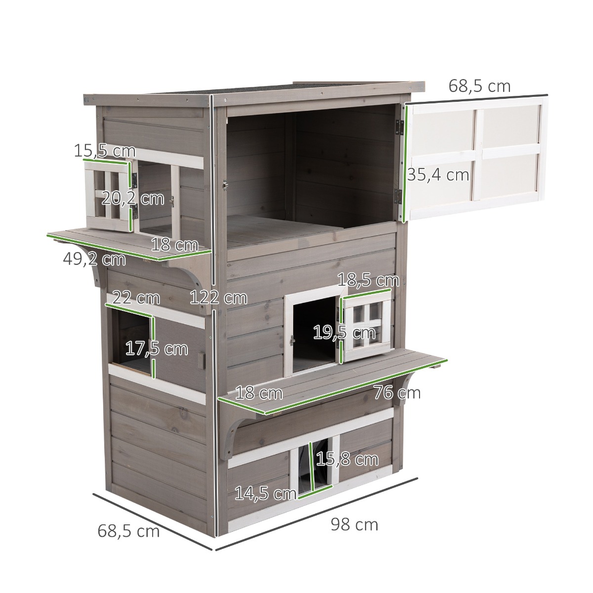 Casa de madeira para gatos PawHut