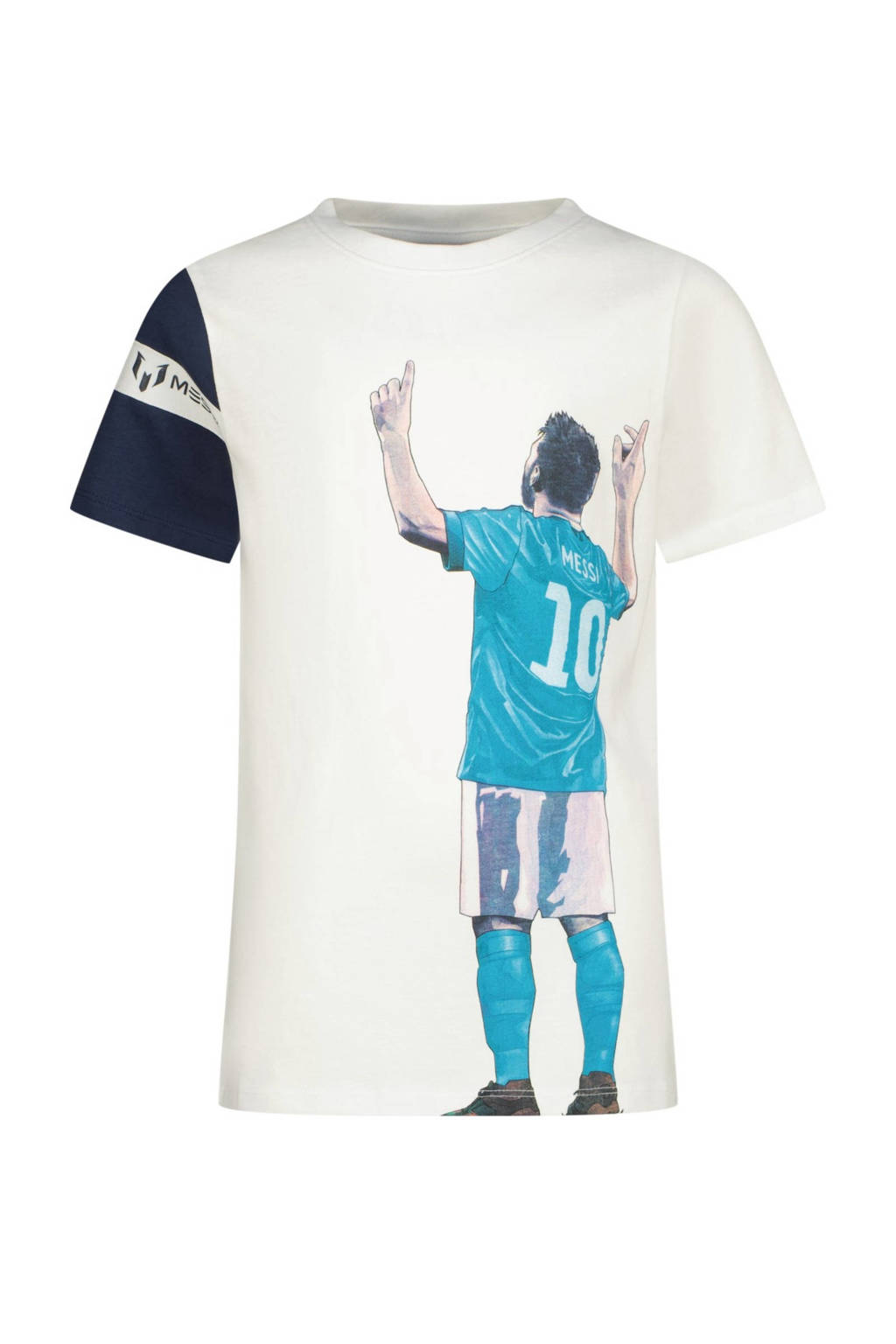 Messi T-shirt Sky met printopdruk wit
