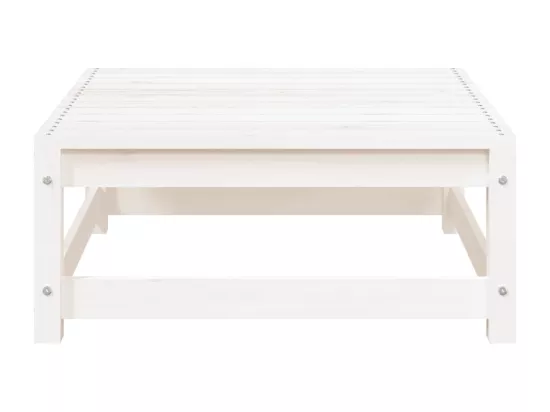 Repose-pied de jardin blanc 70x70x30 cm bois de pin massif
