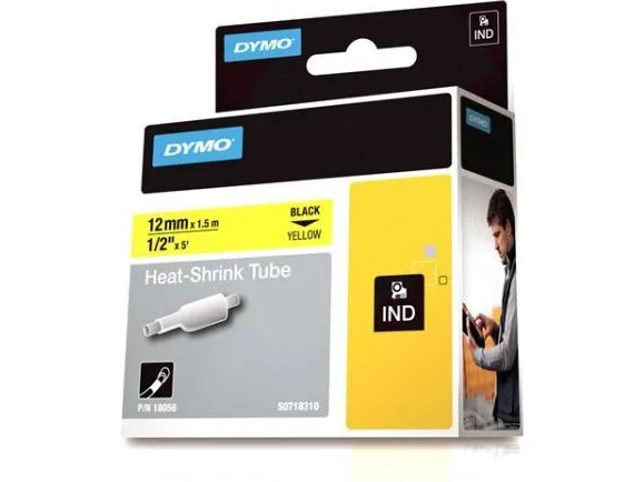 DYMO RhinoPRO Heat shrink tubing - Polyolefin - gul - Rulle (1,2 cm x 1,5 m) 1 rulle(r) hylstre - for Rhino 4200, 6000, 6000 Hard Case Kit