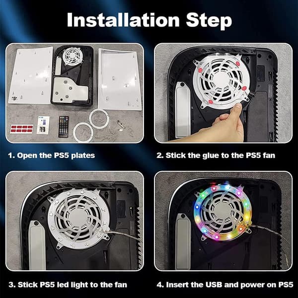Led-ring til Playstation 5 PS5-appkontrollert + fjernkontroll