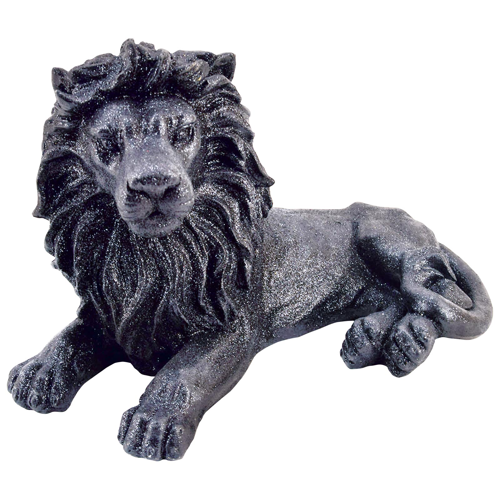 Dekofigur Löwe mit Glitzer - schwarz - 50 cm lang